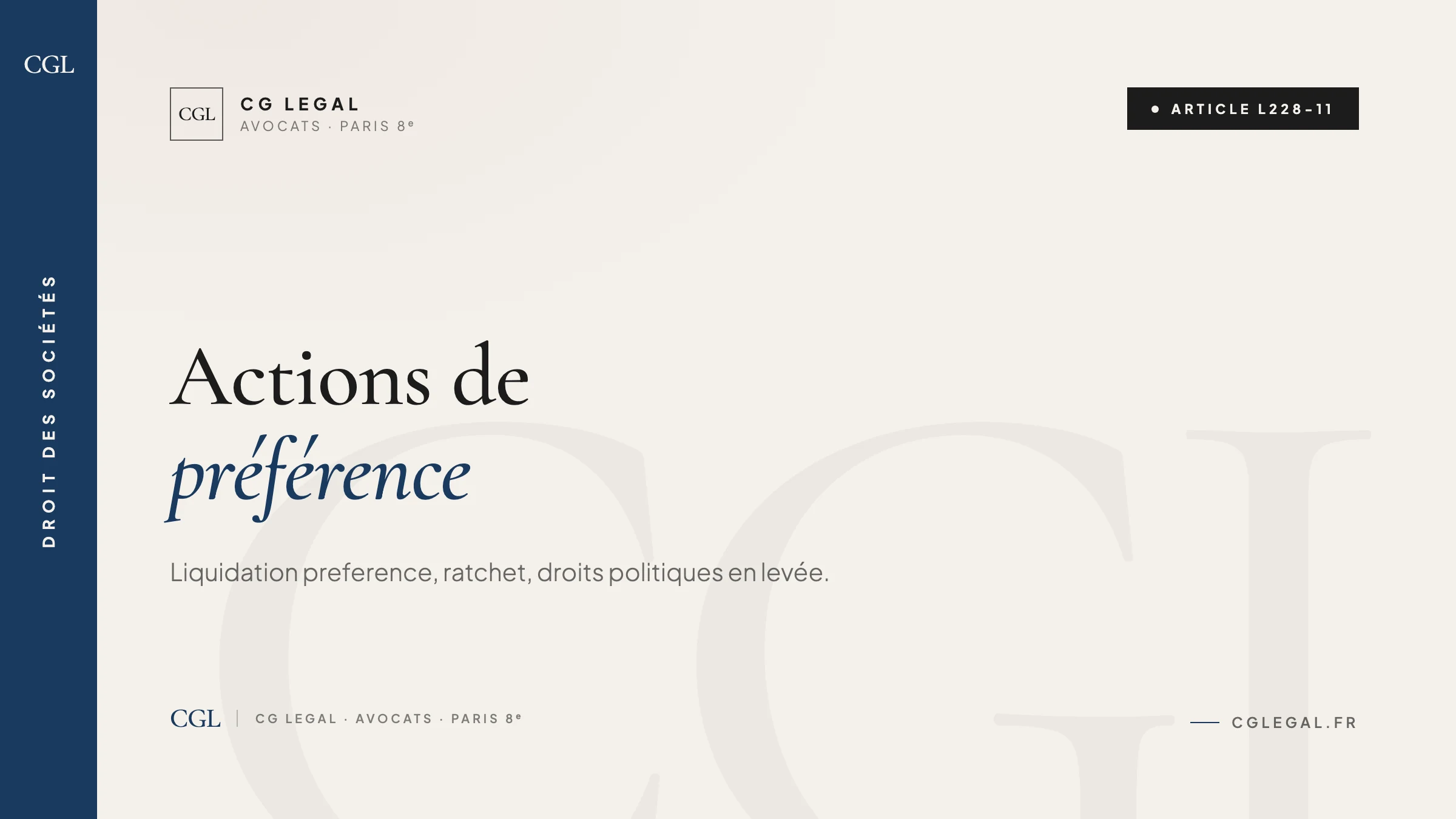 Actions de préférence : liquidation preference, ratchet