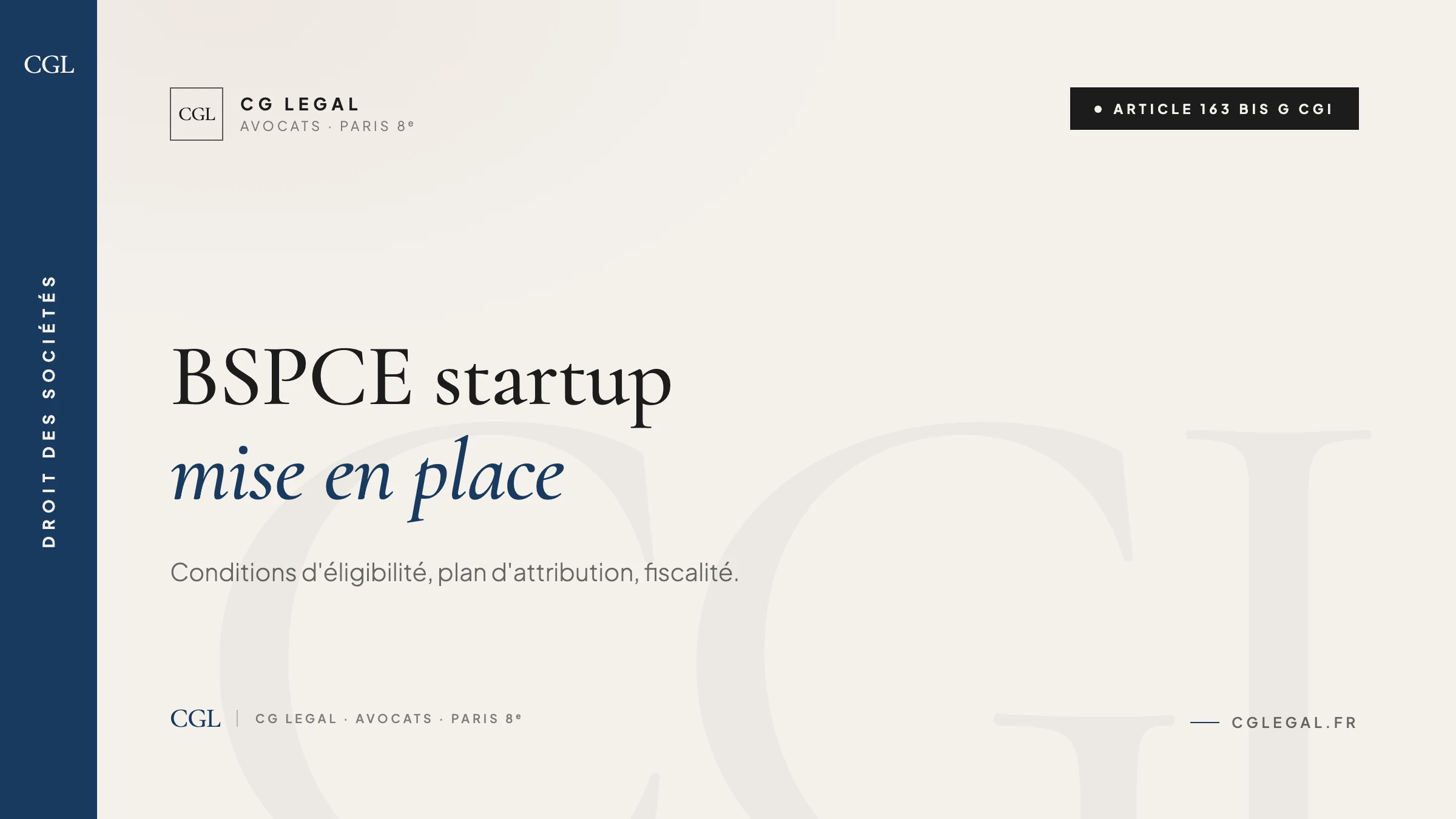 BSPCE startup - mise en place 2026 article 163 bis G CGI