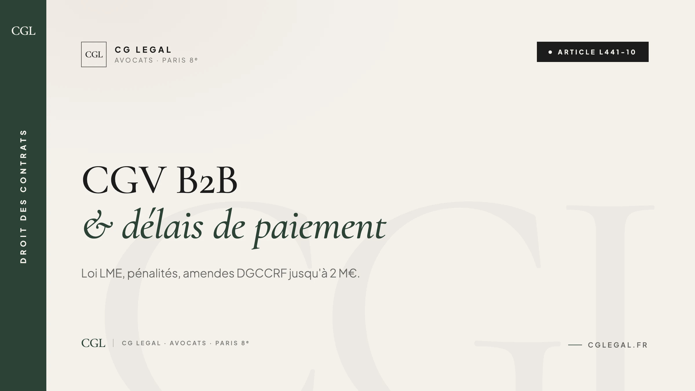 CGV B2B et délais de paiement - article L441-10 du Code de commerce