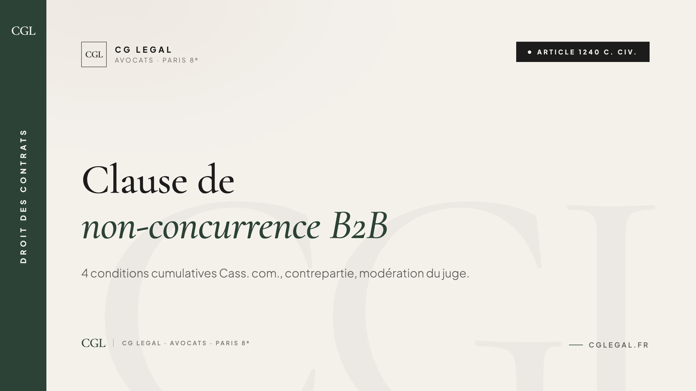 Clause de non-concurrence en contrat commercial B2B - article 1240 C. civ.