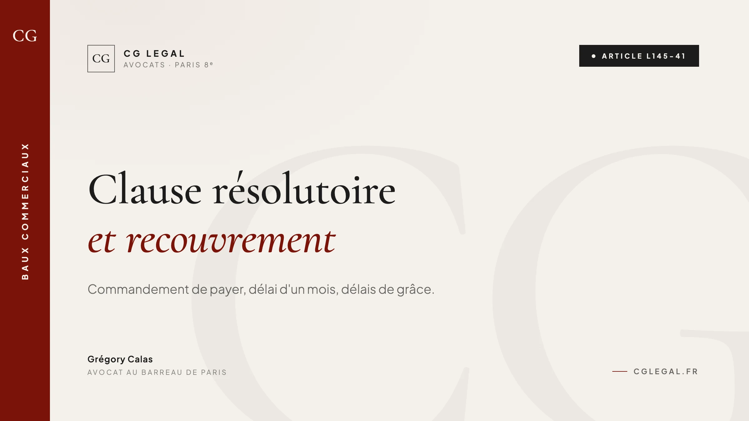 Clause résolutoire et recouvrement de loyer impayé