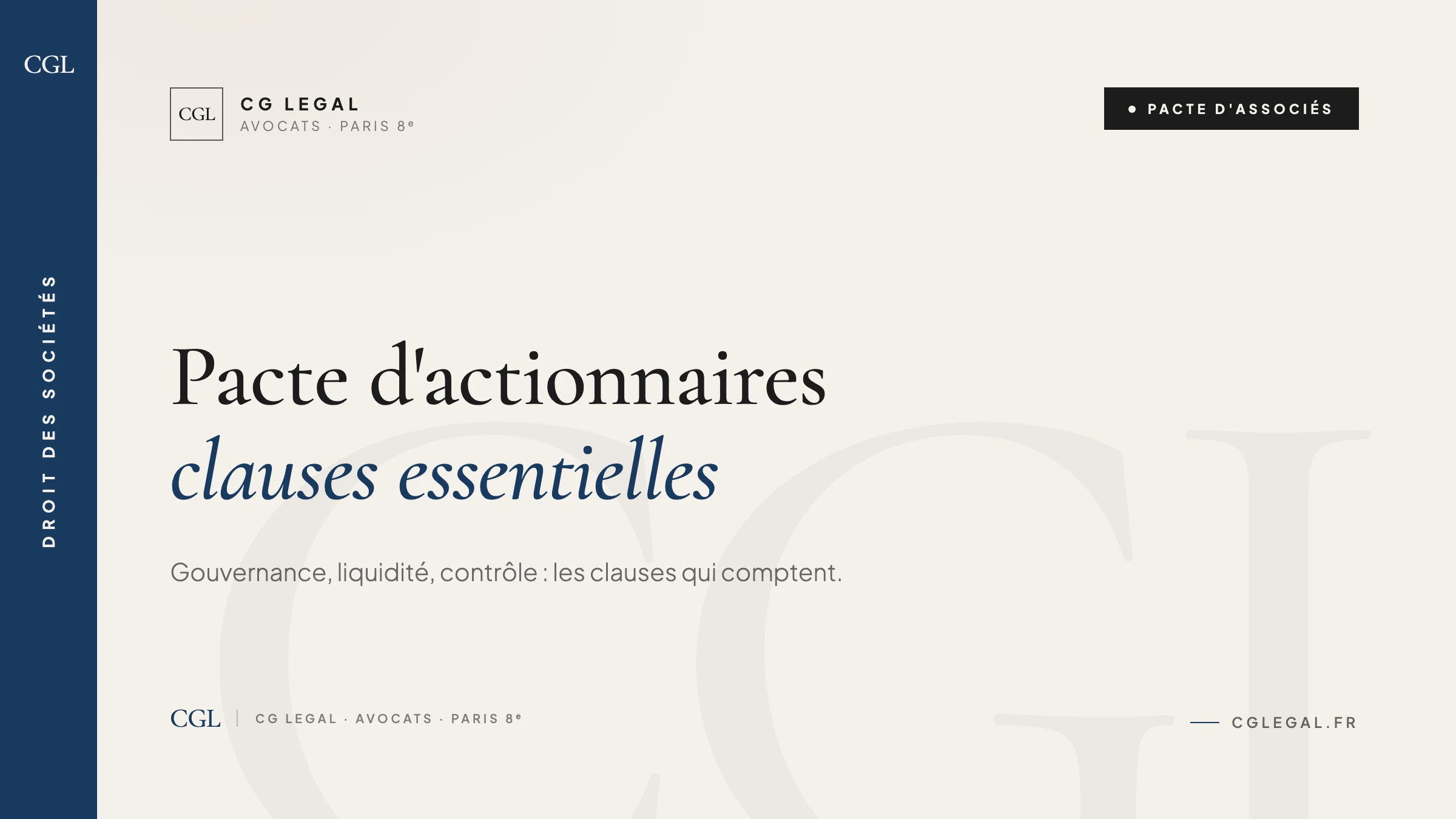 Pacte d'actionnaires - protection juridique des associés